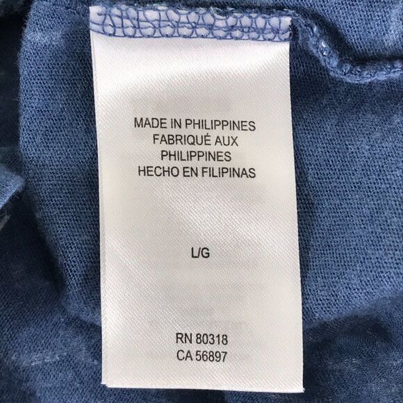 Lucky Brand Floral Scoop Neck Tee Women's Large Blue Stretch Knit Casual Summer - Picture 9 of 11